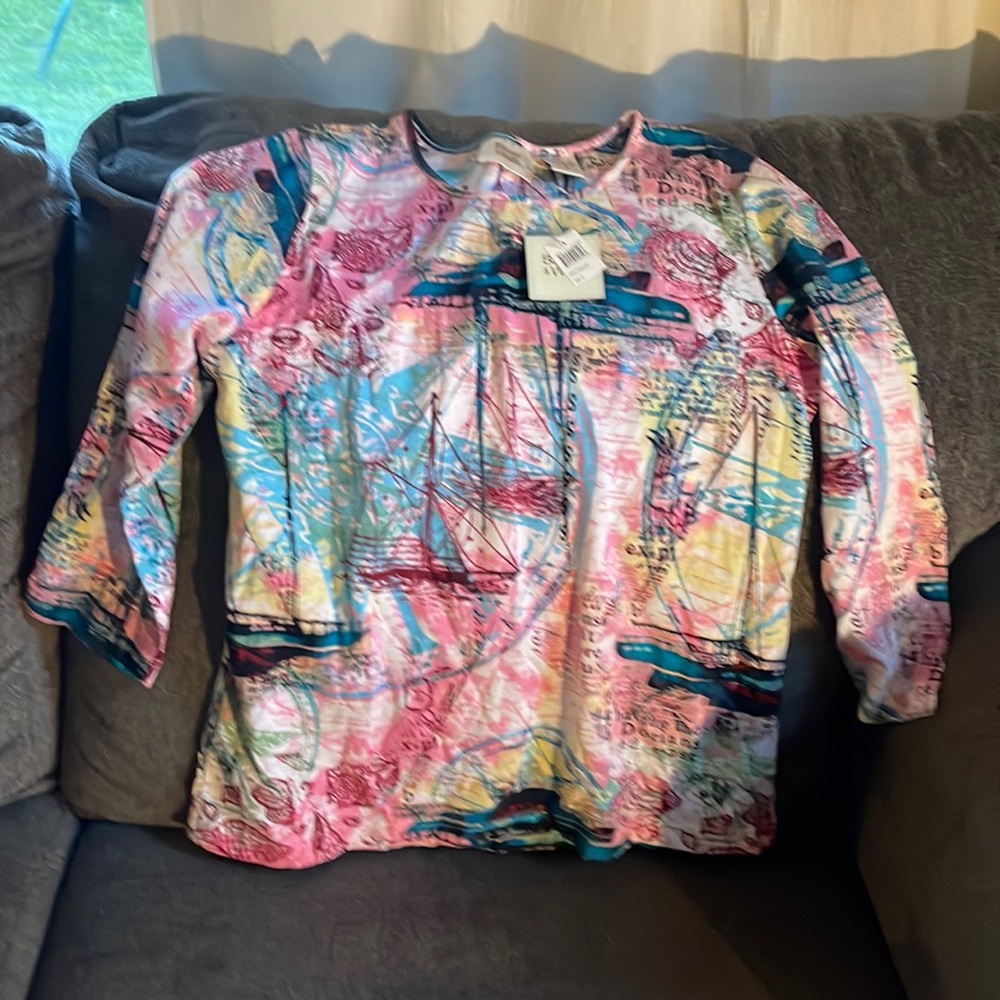 Ladies Multi colored Long Sleeve Tee